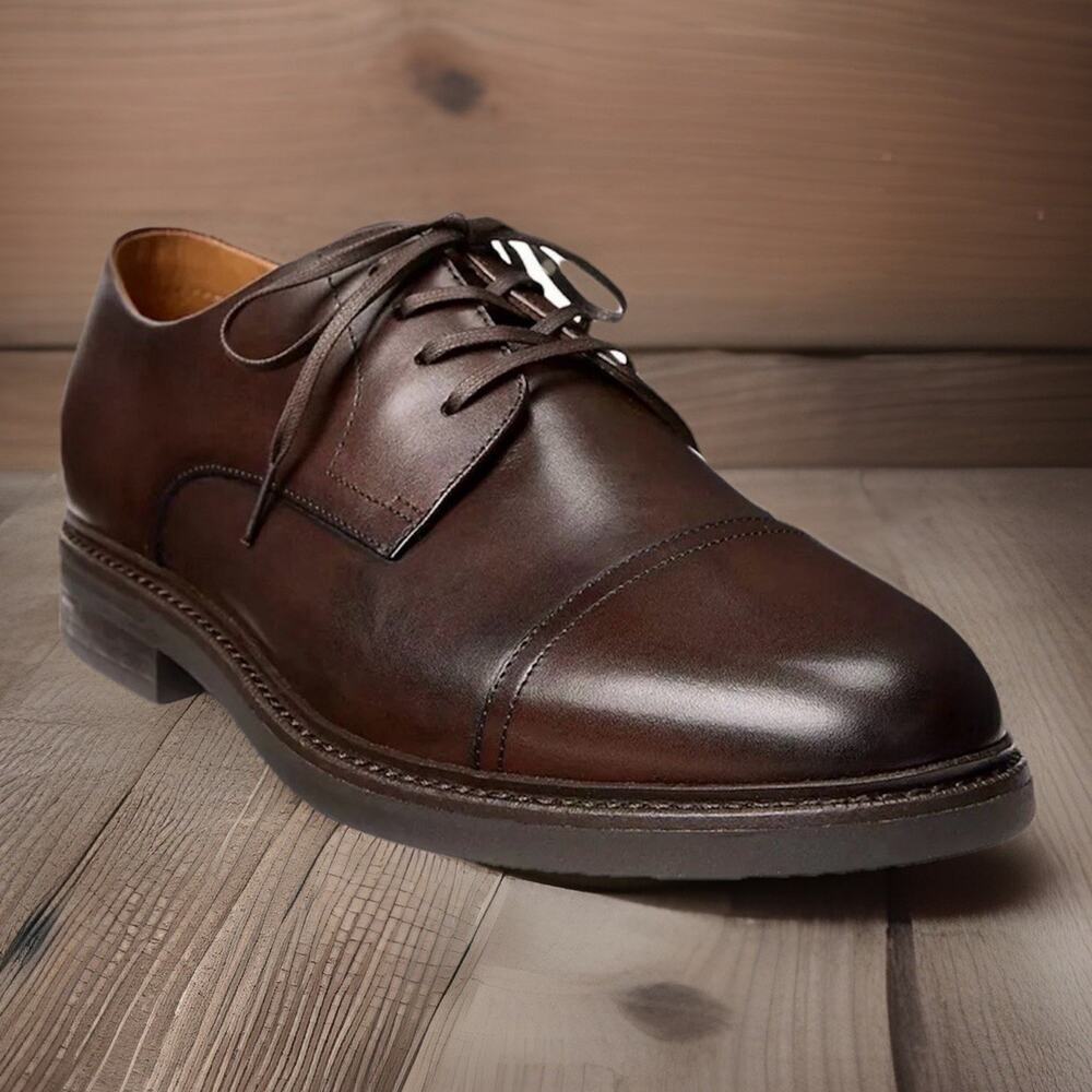 Polo Ralph Lauren Asher Captoe Oxfords Leather Shoes Polo Brown Mens Size 9 NEW